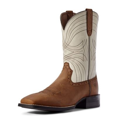 Ariat Western: Sport Wide Square Toe Botas Western Hombre - Marrones / Blancas (OJNDG5760)